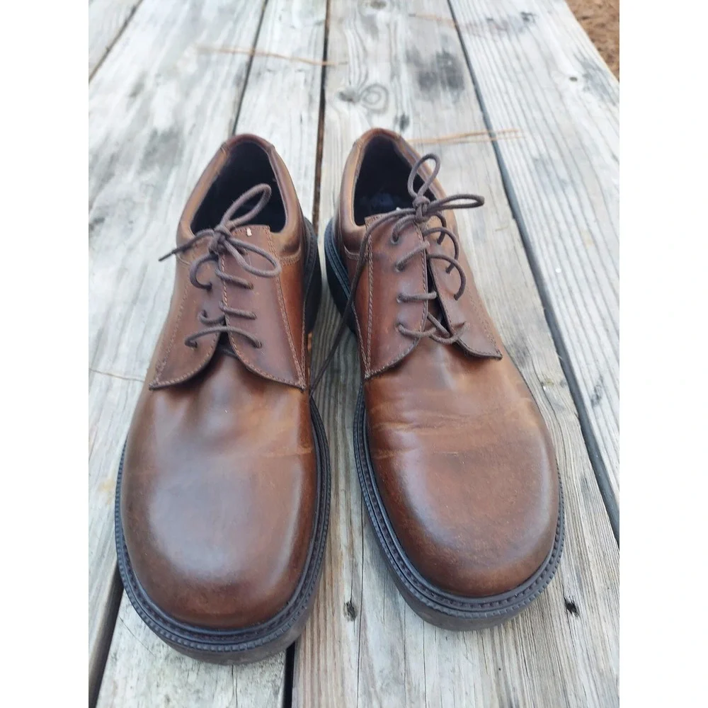 BASS CADET LEATHER DERBY SHOES Size 12M Men's Brown Chunky High Soles‎ 0900 D357
